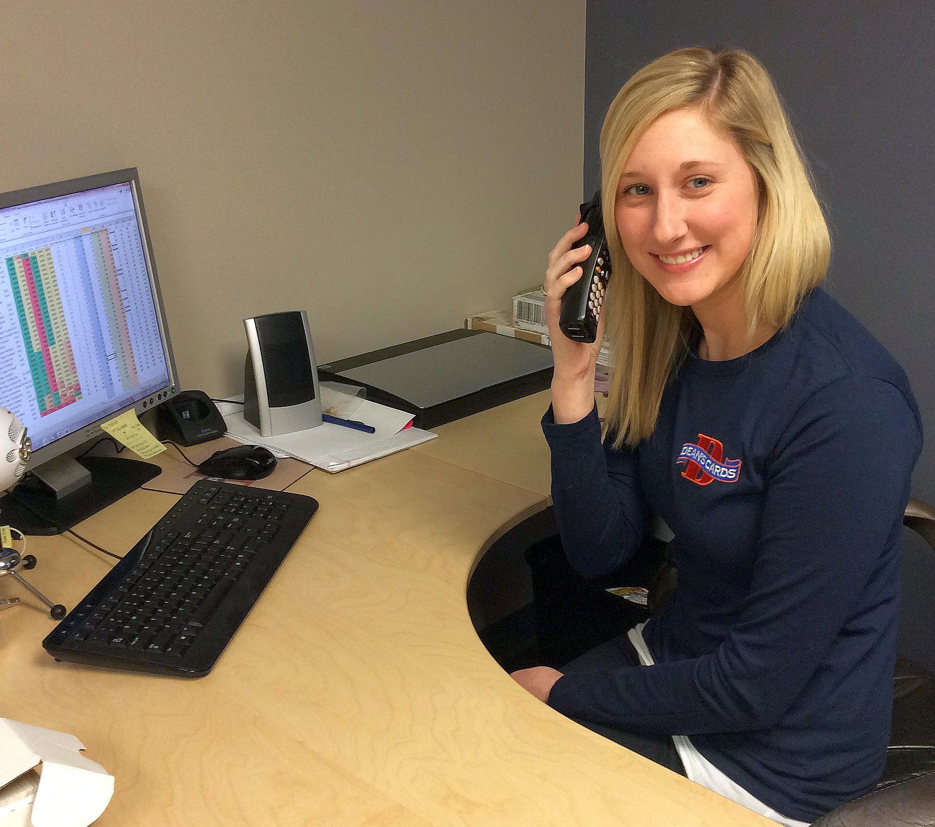 Our Purchasing manager Elana, working a deal on the phones